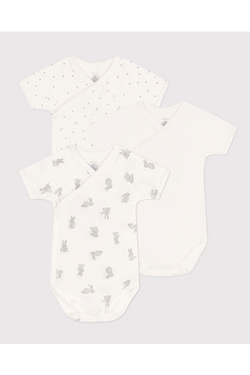 Petit Bateau rompers 00 Wit/Grijs A09US